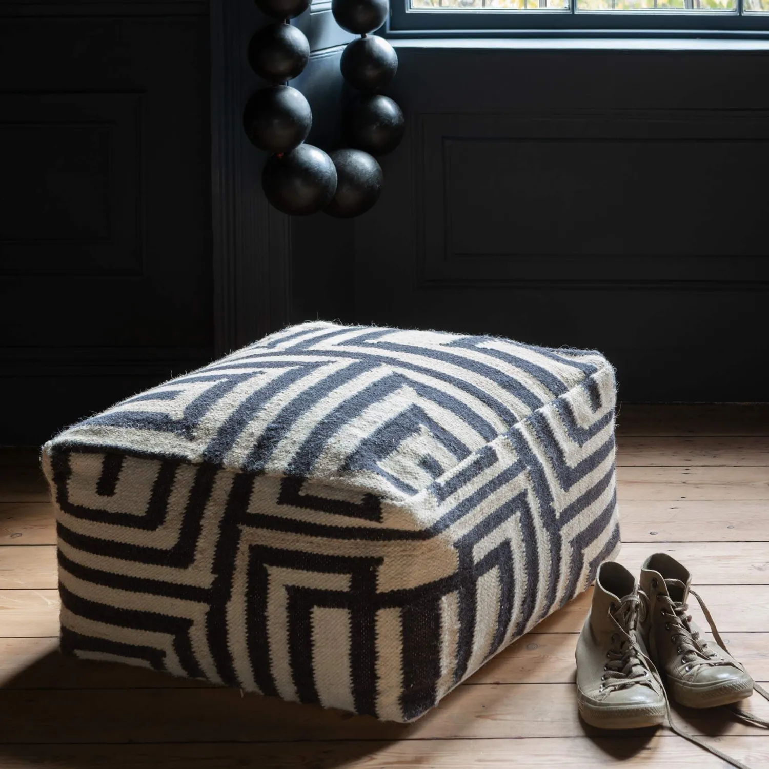 Graham & Green Bridget Monochrome Pouffe