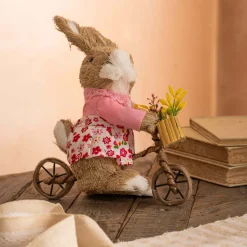 Graham & Green Bristle Bunny on a Bike Decoration