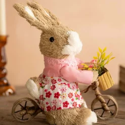Graham & Green Bristle Bunny on a Bike Decoration
