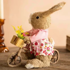 Graham & Green Bristle Bunny on a Bike Decoration