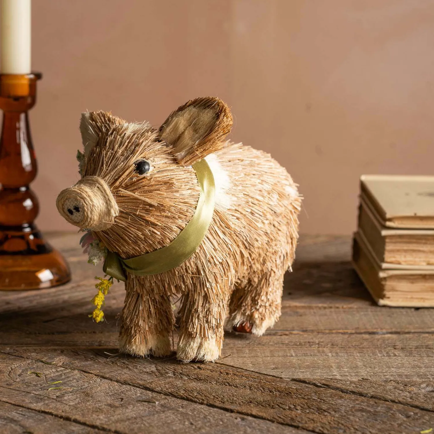 Graham & Green Bristle Flower Pig Decoration