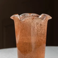 Graham & Green Brown Glass Ruffle Vase