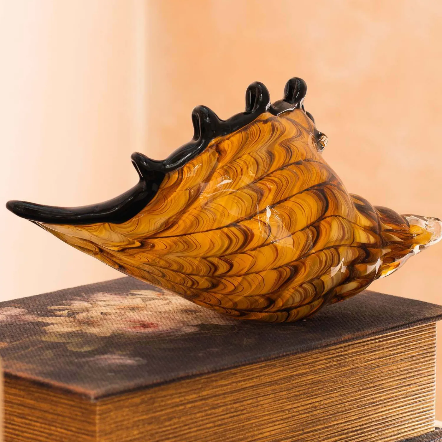 Graham & Green Brown Speckled Glass Conch Shell