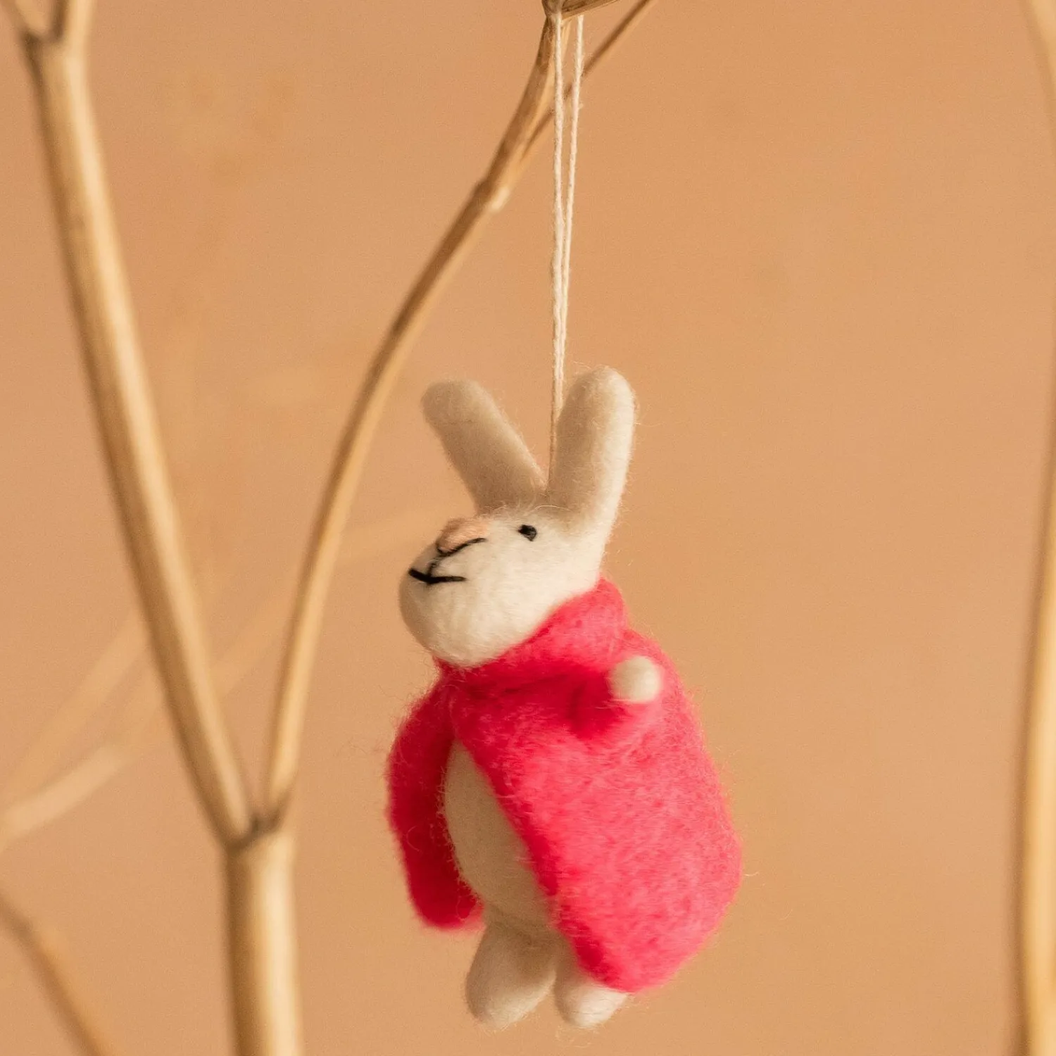 Graham & Green Bunny in a Pink Coat Hanging Decoration