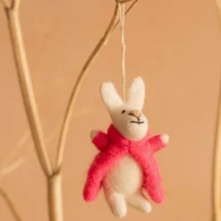 Graham & Green Bunny in a Pink Coat Hanging Decoration