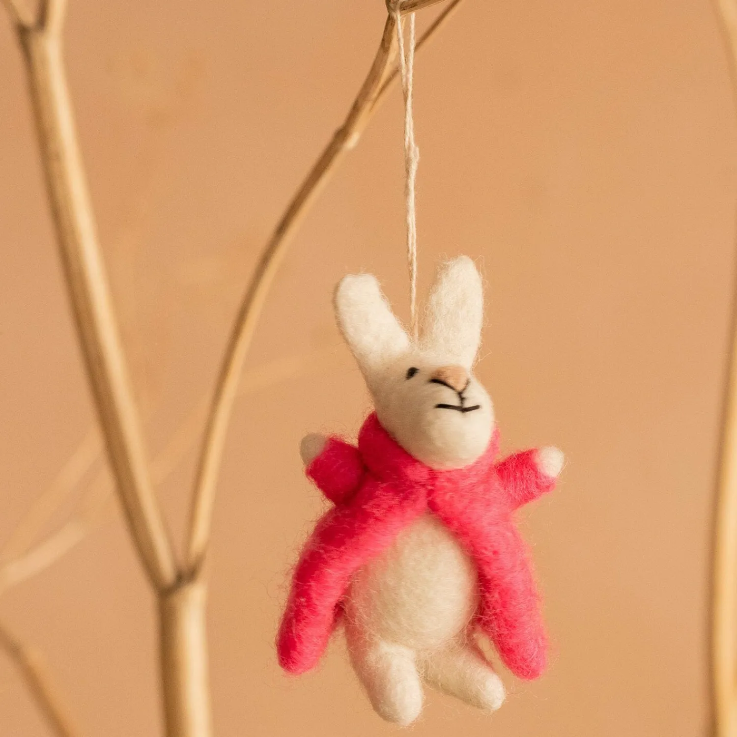 Graham & Green Bunny in a Pink Coat Hanging Decoration