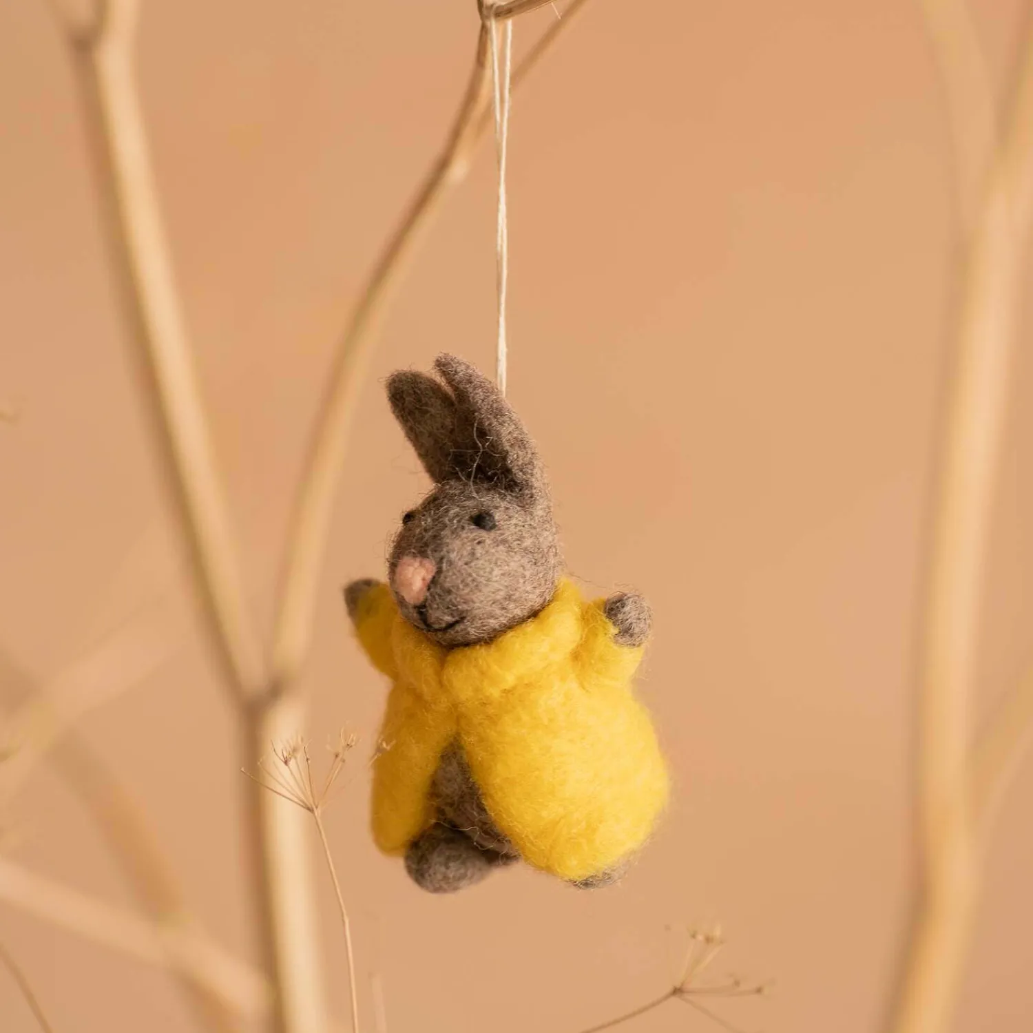 Graham & Green Bunny in a Yellow Coat Hanging Decoration