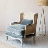 Graham & Green Caden Cane Grey Velvet Armchair