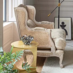 Graham & Green Caden Natural Linen Cane Armchair