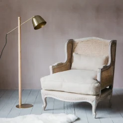Graham & Green Caden Natural Linen Cane Armchair