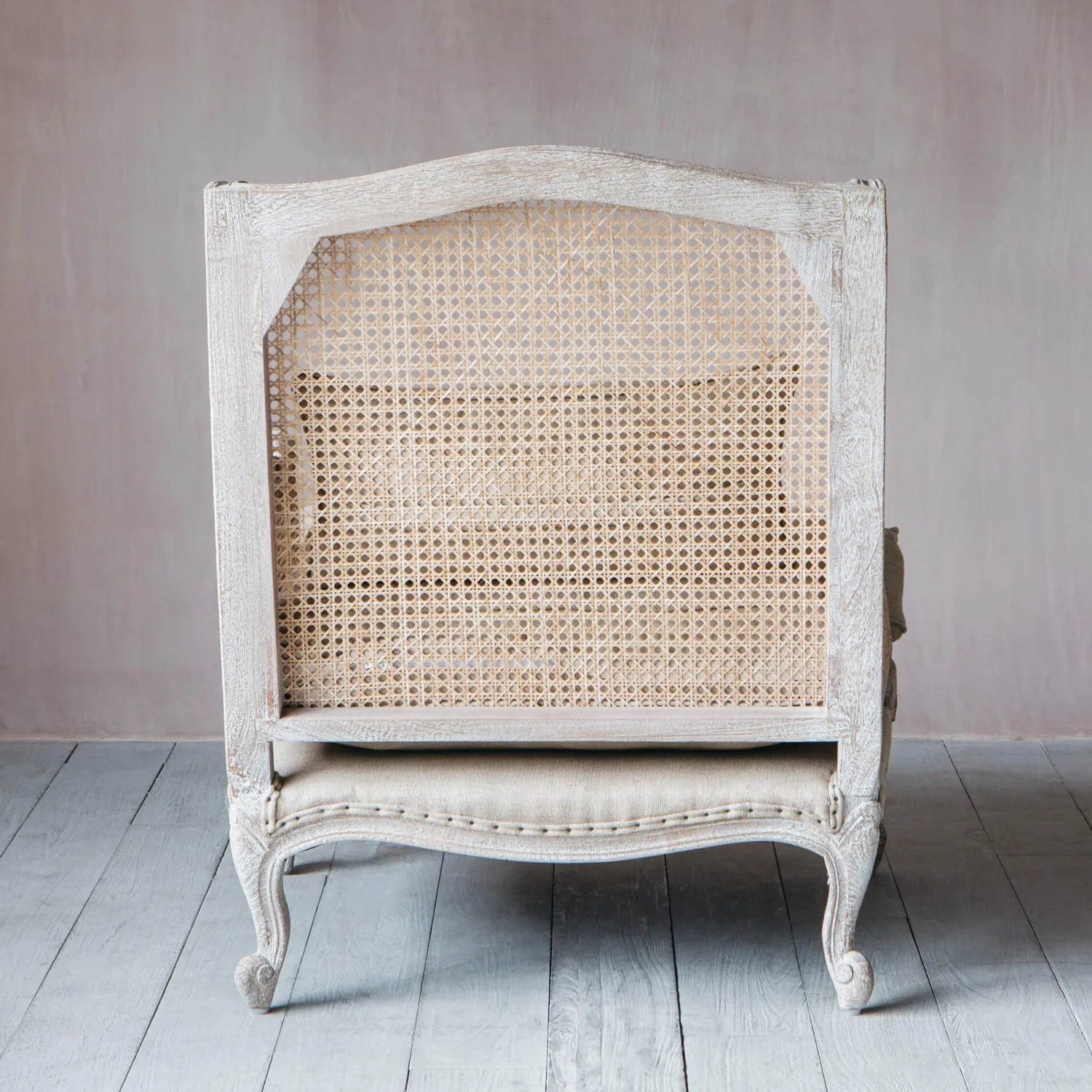 Graham & Green Caden Natural Linen Cane Armchair