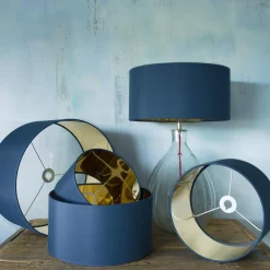 Graham & Green Cadet Blue Cotton Lamp Shades