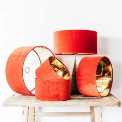 Graham & Green Carnelian Velvet Lamp Shades