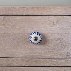 Graham & Green Ceramic Flower and Leaves Hand-Painted Knob