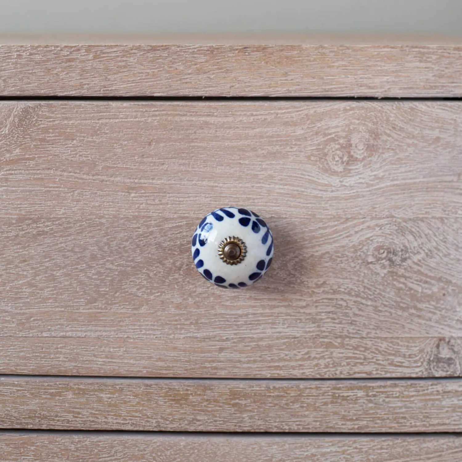 Graham & Green Ceramic Flower and Leaves Hand-Painted Knob
