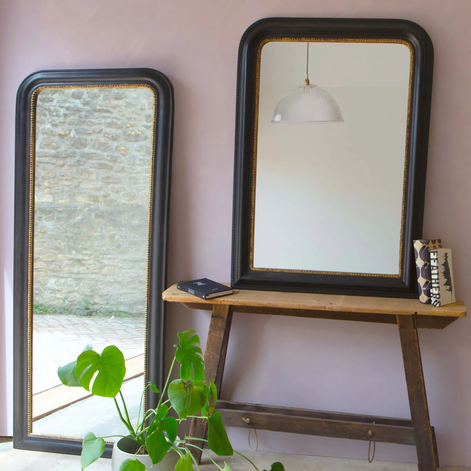 Graham & Green Charlie Black and Gold Beaded Mirrors