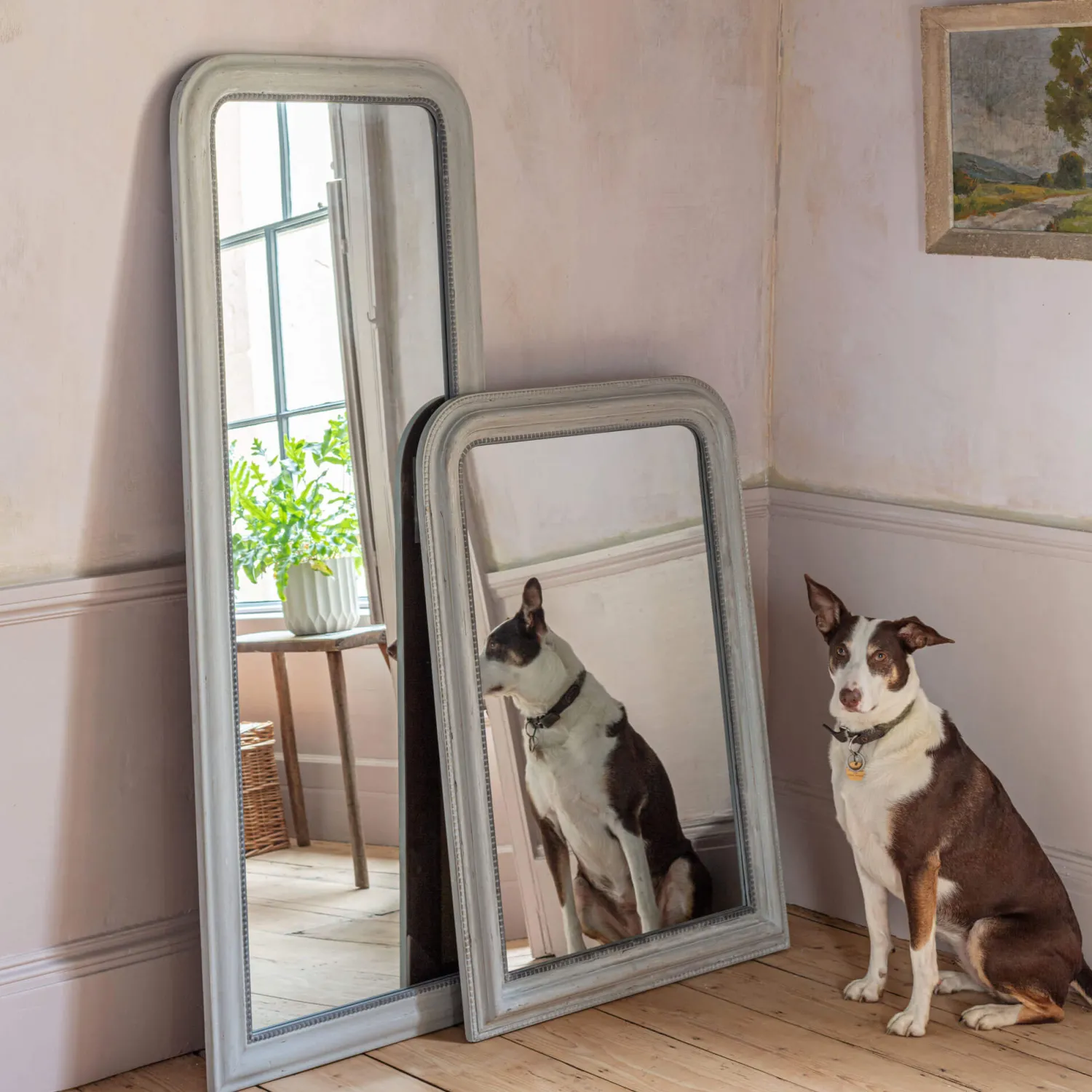 Graham & Green Charlie Grey Beaded Mirrors