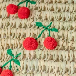 Graham & Green Cherry Embroidered Basket Tote Bag