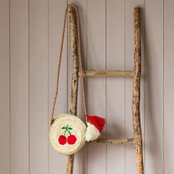 Graham & Green Cherry Embroidered Round Crossbody Handbag