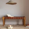 Graham & Green Chester Woven Leather Bench
