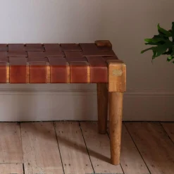 Graham & Green Chester Woven Leather Bench