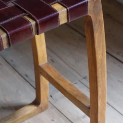 Graham & Green Chester Woven Leather Kitchen Stool