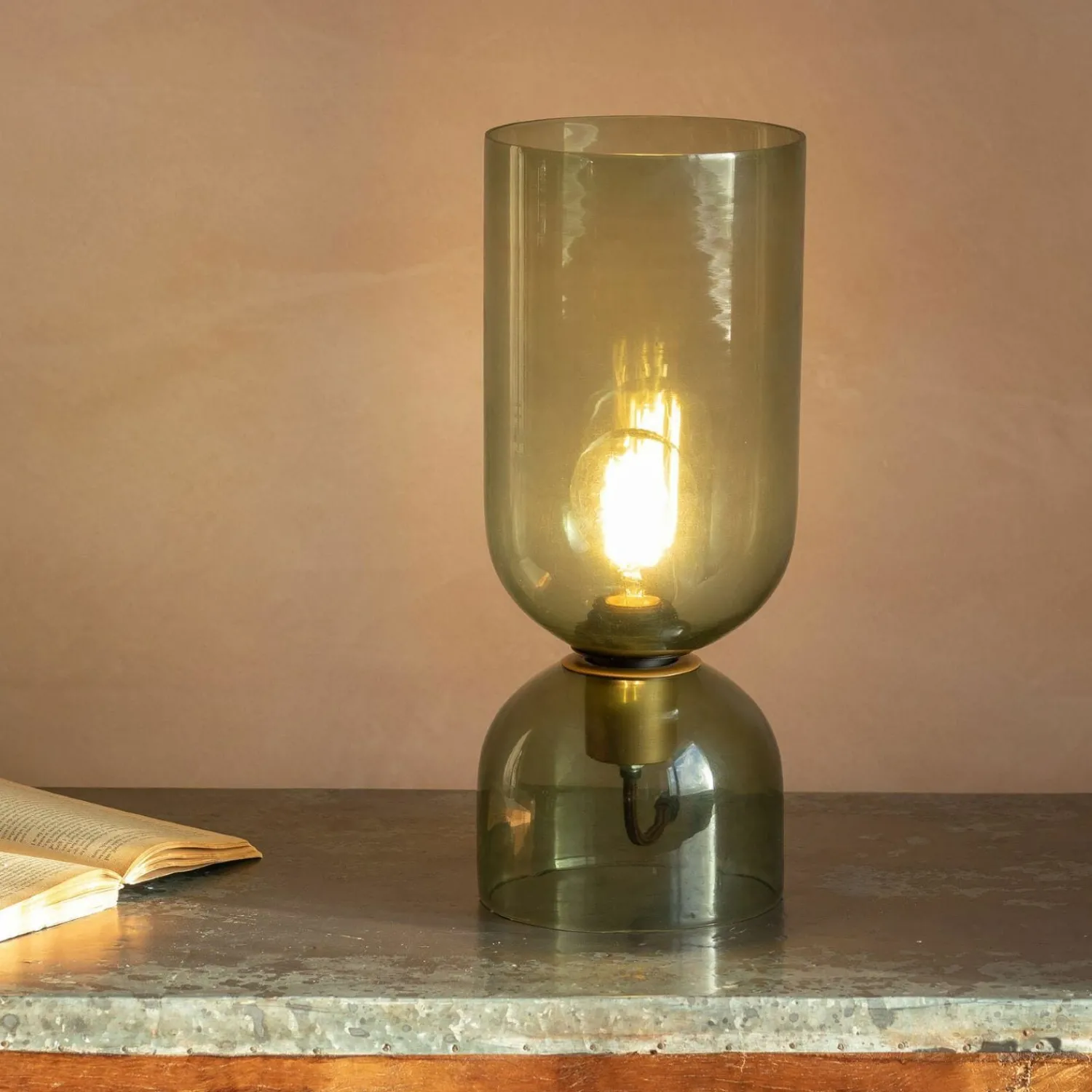 Graham & Green Clarence Glass Table Lamp Green - Small