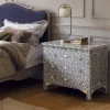 Graham & Green Classic Grey Mother of Pearl Large Bedside Table