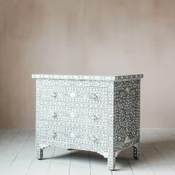 Graham & Green Classic Grey Mother of Pearl Large Bedside Table