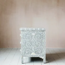 Graham & Green Classic Grey Mother of Pearl Large Bedside Table