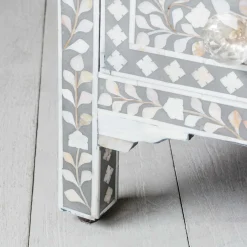 Graham & Green Classic Grey Mother of Pearl Large Bedside Table