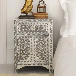 Graham & Green Classic Grey Mother of Pearl Bedside Table