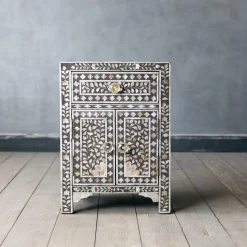 Graham & Green Classic Grey Mother of Pearl Bedside Table