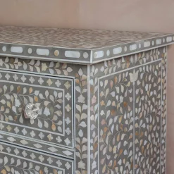 Graham & Green Classic Grey Mother of Pearl Small Double Chest of Drawers