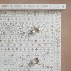 Graham & Green Classic White Mother of Pearl Small Double Chest of Drawers