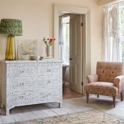 Graham & Green Classic White Mother of Pearl Chest of Drawers