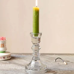 Graham & Green Clear Glass Candle Holder