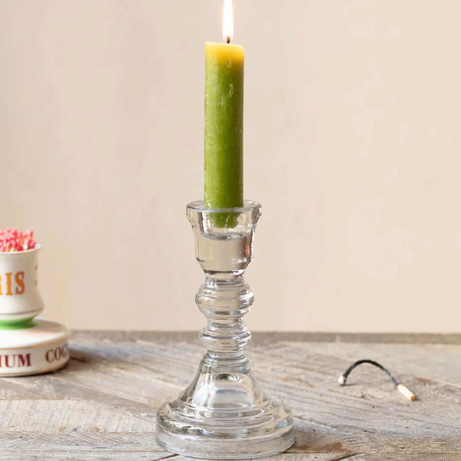 Graham & Green Clear Glass Candle Holder