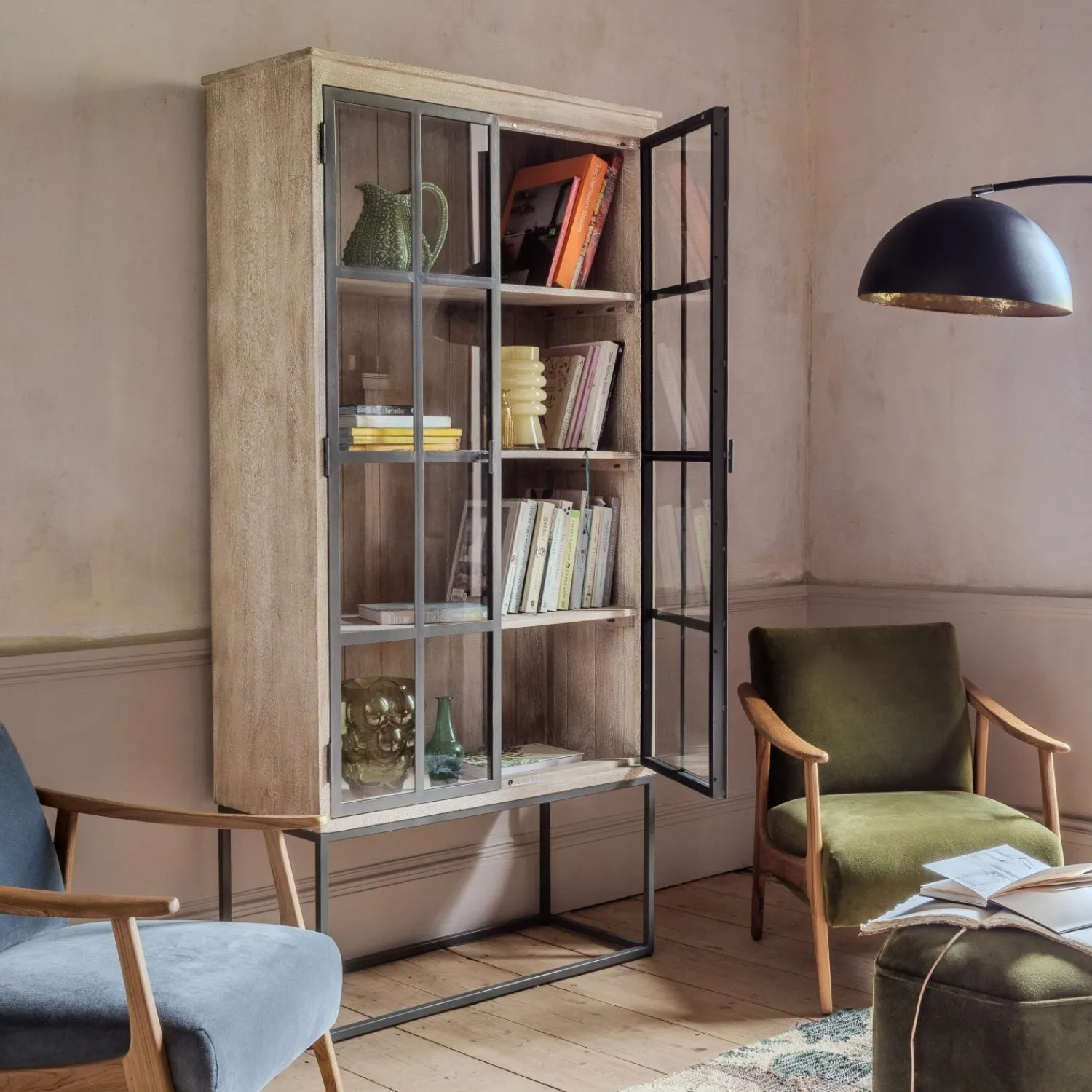 Graham & Green Clemens Wooden and Glass Cabinet