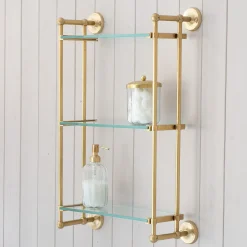 Graham & Green Colette Antique Gold Three Tier Wall Shelves