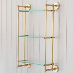 Graham & Green Colette Antique Gold Three Tier Wall Shelves
