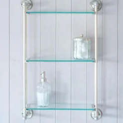 Graham & Green Colette Antique Silver Three Tier Wall Shelves