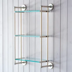 Graham & Green Colette Antique Silver Three Tier Wall Shelves