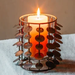 Graham & Green Copper Circles Tea Light Holder