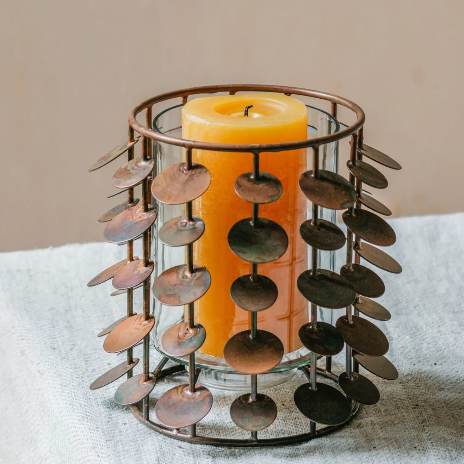 Graham & Green Copper Circles Tea Light Holder