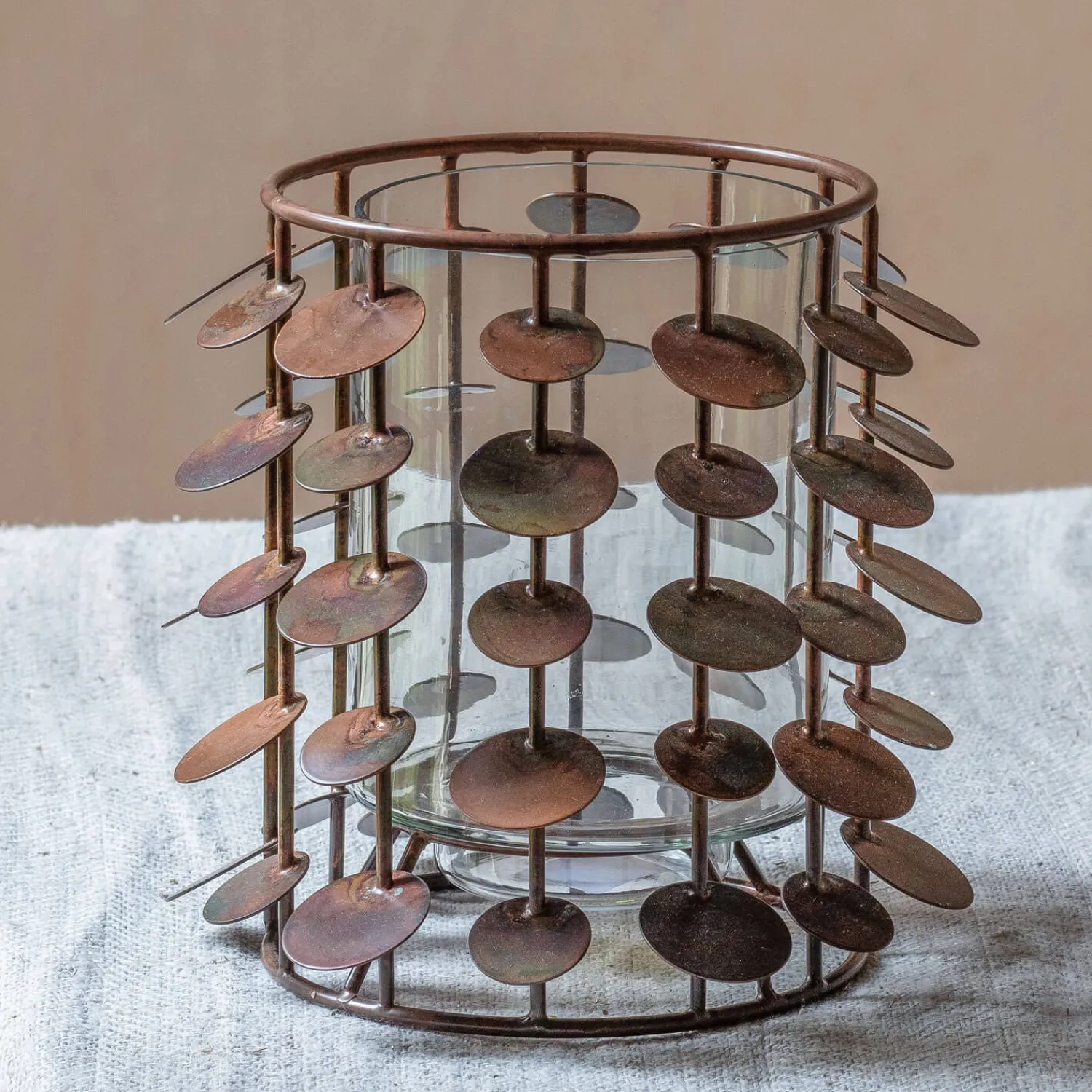 Graham & Green Copper Circles Tea Light Holder