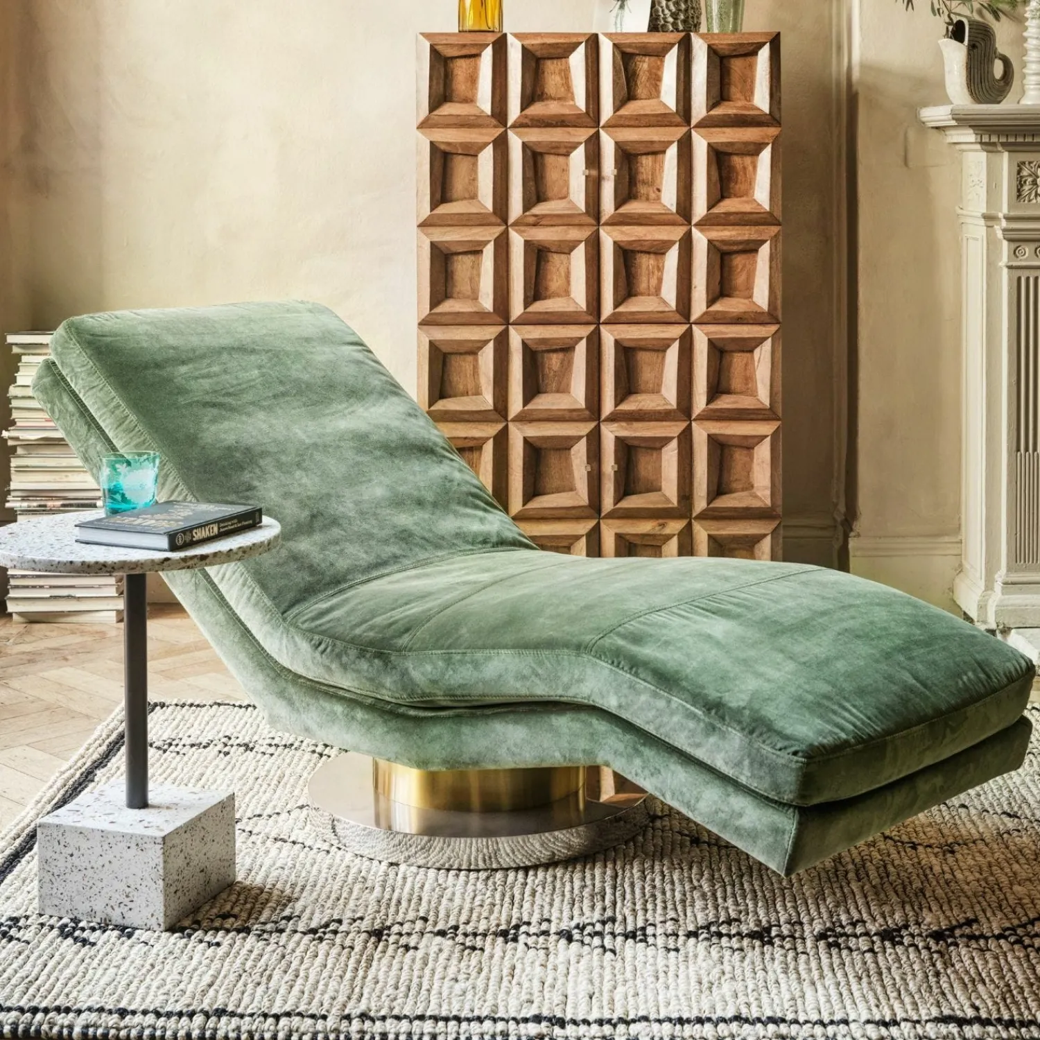 Graham & Green Corinne Green Velvet Chaise