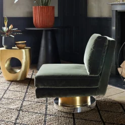 Graham & Green Corinne Green Velvet Swivel Chair