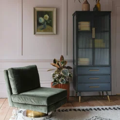 Graham & Green Corinne Green Velvet Swivel Chair