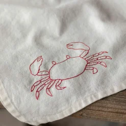 Graham & Green Crab Embroidered Cotton Tea Towel